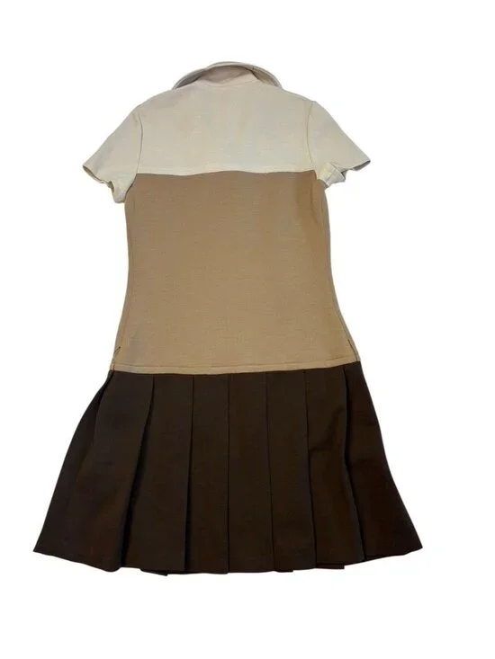 *Vintage Butter Knit Sweater Dress Womens Size M-L? Brown Classic Pleated Button - Picture 2 of 6